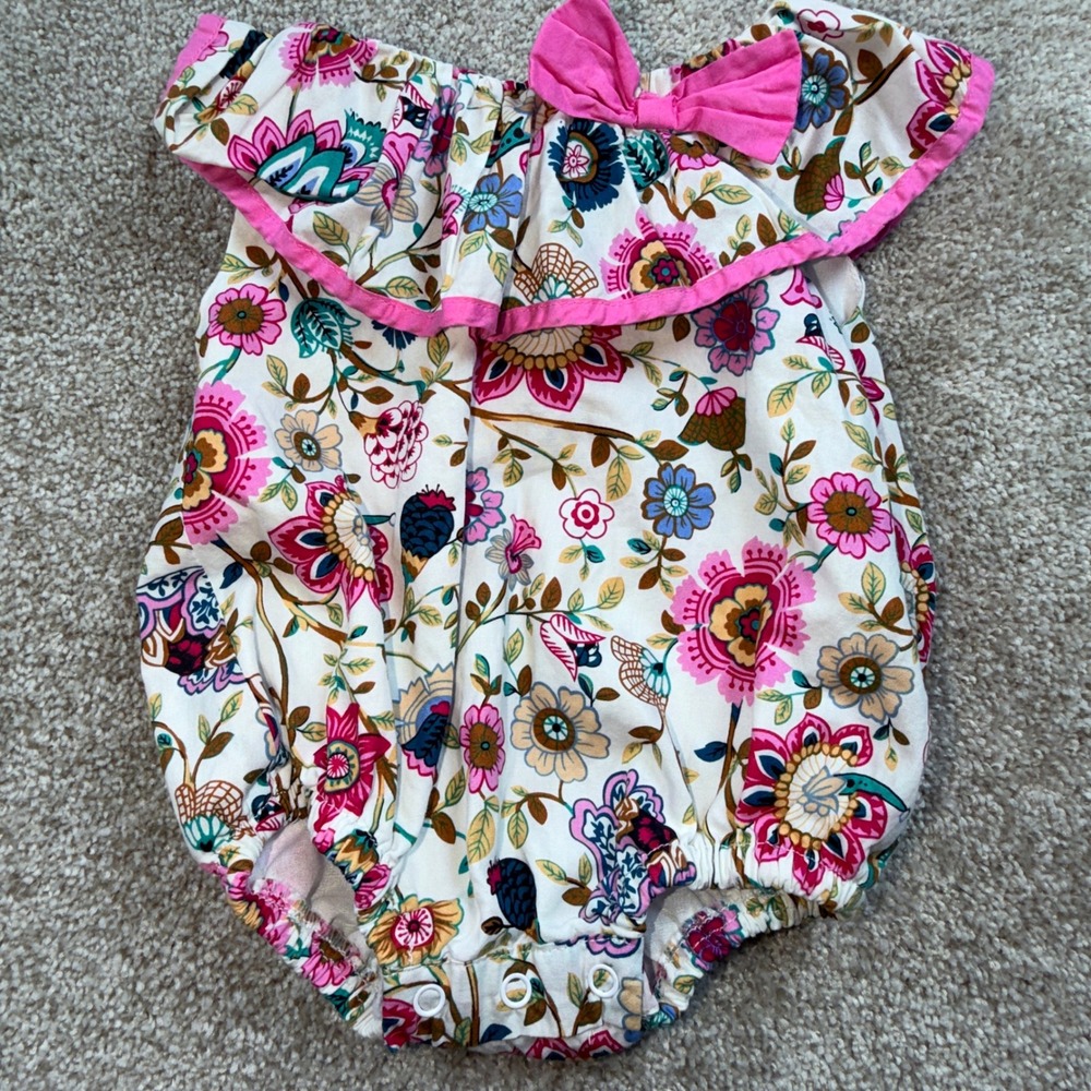 Lil‎ Cactus Baby Girls Floral Ruffle Bubble Romper Easter Pink Bow Sunsuit 3-6M
